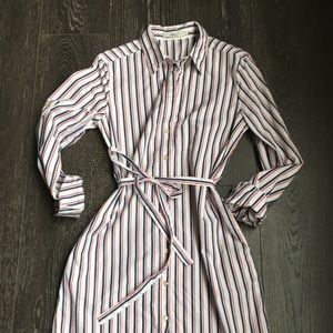 Cotton Poplin striped dress with belt